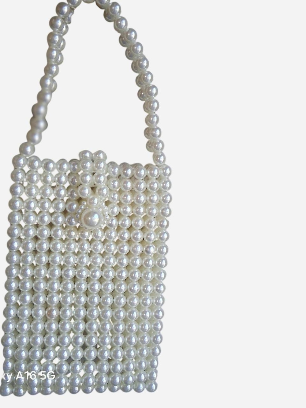 White Pearl Beaded Hand Bag